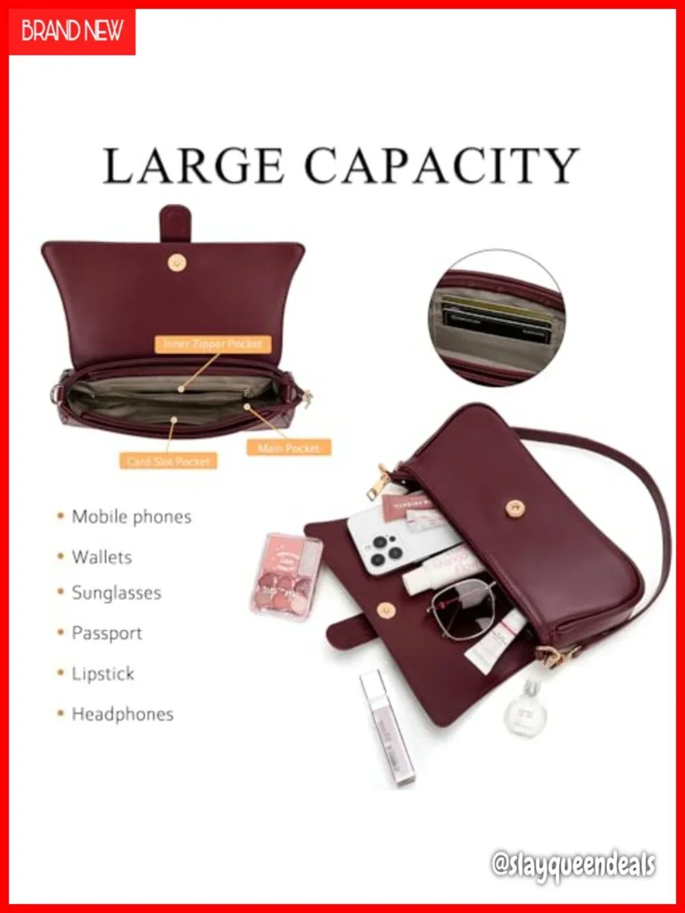Small Hobo Crossbody Bag Faux Leather Vintage Retro Clutch Shoulder Purse